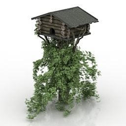 Haus auf Baumdekor 3D-Modell