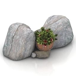 Fleur avec décor en pierre modèle 3D