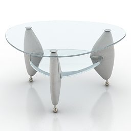 Oval Shape Glass Table 3d model