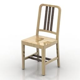 Model 3D zwykłego krzesła z drewna