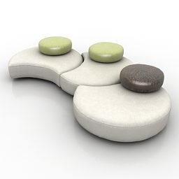 Curved Shape Sofa Module 3d model