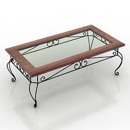 Iron Frame Glass Table 3d model