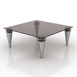 方形玻璃桌铁腿3d模型