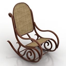 Ahşap Stil Sallanan Sandalye 3D modeli