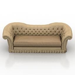 3д модель классического дивана в стиле Честерфилд