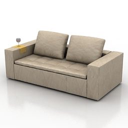 米色真皮沙发2座3d模型