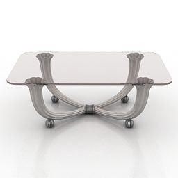 Glass Rectangle Table Argento 3d model