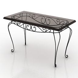 Iron Legs Glass Table 3d model