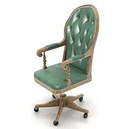 Green Leather Wheel Armchair 3d model