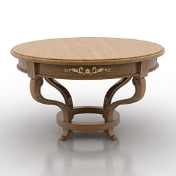 Wooden Round Table Classic Legs 3d model