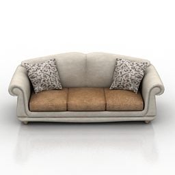 Beige Leather Chesterfield Sofa 3d model