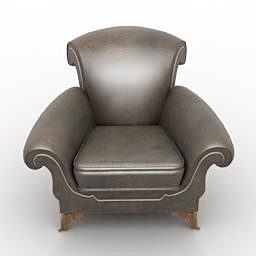 Brown Leather Armchair Living Room 3d model