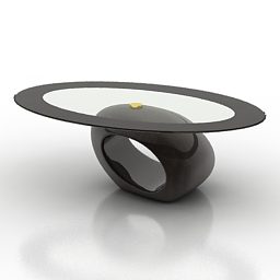 Mesa de cristal ovalada V2 modelo 3d