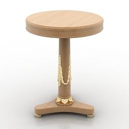 High Round Wood Table 3d model