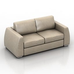 2-Sitzer-Sofa aus Leder, 3D-Modell