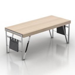 Table de bureau rectangulaire en bois modèle 3D