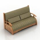 Wood Fabric Sofa 2 Seats