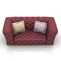 3d модель дивана Loveseat кольору Бордо