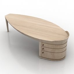 Oval Table With Cabinet Combine 3d model
