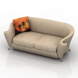 Beige Leather Modern Sofa 3d model