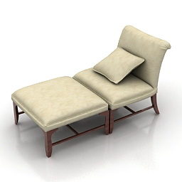 Beige Lounge Chaise 3d model