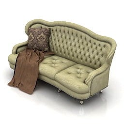Green Leather Classic Sofa 3d model