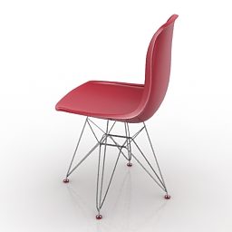 3D model plastové židle s kovovými nohami