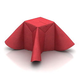 Seat With Red Cover Cloth 3d model