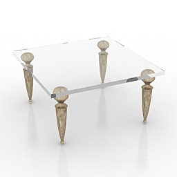 Square Glass Table Old Legs 3d model