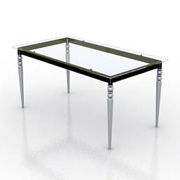 Skleněný obdélníkový stůl s tenkými nohami 3D model