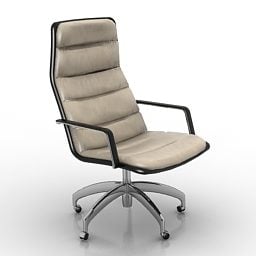 Beige Wheel Armchair For Office 3d model