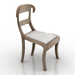 Single Wood Chair Curved Back 3d model