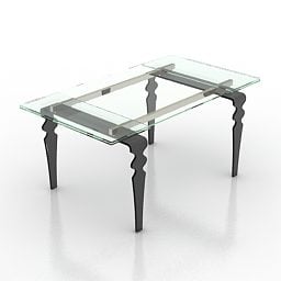 Rectangle Glass Table Antique Legs 3d model