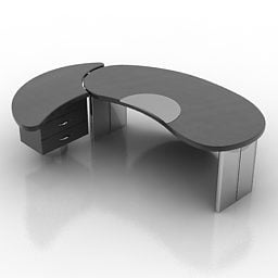 Office Reception Curved Glass Table 3d model
