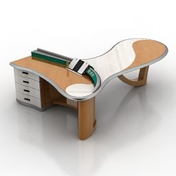 שולחן מעוקל ריהוט משרדי דגם תלת מימד