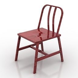 Rot lackierter Holzstuhl 3D-Modell