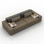 Brown Fabric Sofa 2 Seats
