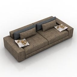 Brown Fabric Sofa 2 Seats 3d model
