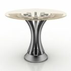Art Round Glass Table Metal Leg