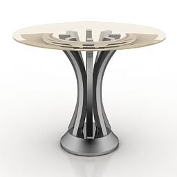 Art Round Glass Table Metal Leg 3d model