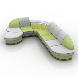 Model 3d Sofa Moden Keratan Lengkung
