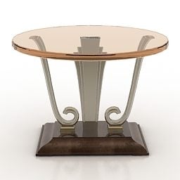 Round Glass Table Metal Leg 3d model