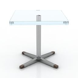 Square Glass Table One Leg 3d model