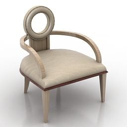 Retro Wood Armchair Curved Arms 3d model