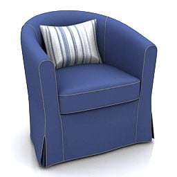 蓝色布艺立方体扶手椅3d模型