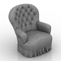 Vintage Grey Fabric Armchair 3d model