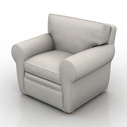 White Fabric Club Armchair 3d model