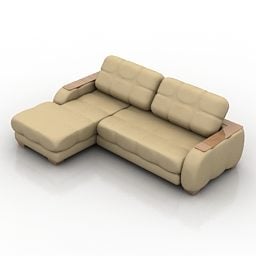 Yellow Leather Sectional Sofa 3d model