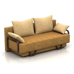 Yellow Brown Sofa 2 Seats 3d model