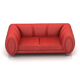 Red Fabric Loveseat Sofa 3d model